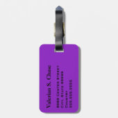 モノグラム旅行音楽エレクトリックバスギターパープル ラゲッジタグ (裏面縦)