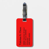 モノグラム旅行音楽エレクトリックバスギターレッド ラゲッジタグ (裏面縦)