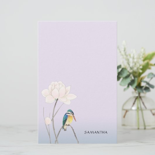 モノグラム日本のヴィンテージカワセミ文房具 便箋 (スタンド正面)