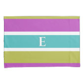 モノグラム明るいストライプのリバーシブルパーソナライズされた 枕カバー (正面右)