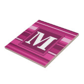 モノグラム明るい赤紫色ストライプ タイル (側面)