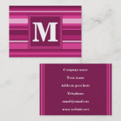 モノグラム明るい赤紫色ストライプ 名刺 (正面/裏面)