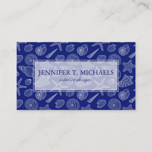 モノグラム明るい青のシェルパターン 名刺 (正面)