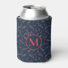 モノグラム明スタイリッシュるい赤いネイビーベリーベリーパターン 缶クーラー
