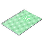 モノグラム春の緑の円パターン ノートブック (左側)