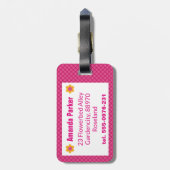 モノグラム春の花の女の子ピンクの格子模様 ラゲッジタグ (裏面縦)