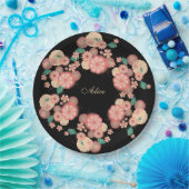 モノグラム春ピーチフラワーズガーデンフローラボホ ペーパープレート (パーティー)