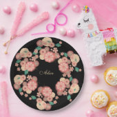 モノグラム春ピーチフラワーズガーデンフローラボホ ペーパープレート (パーティー)