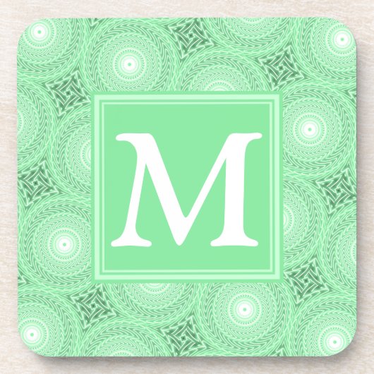 モノグラム春緑の円パターン コースター (正面)