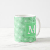 モノグラム春緑の円パターン コーヒーマグカップ (正面右)