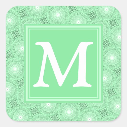 モノグラム春緑の円パターン スクエアシール (正面)