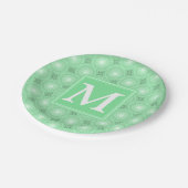 モノグラム春緑の円パターン ペーパープレート (アングル)