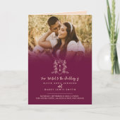 モノグラム暗赤色結婚王冠の食事オプションRSVP 招待状 (正面)