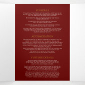 モノグラム暗赤色金ゴールド結婚リーフのオプションRSVP 三つ折り招待状 (内部中)