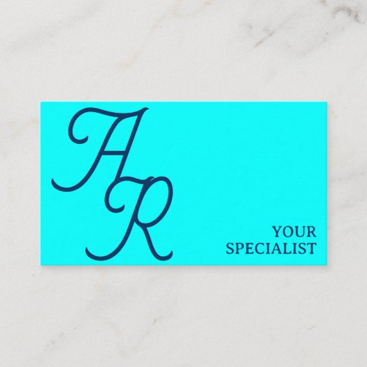 モノグラム書道イニシャルシアンブルーモダン 名刺 (正面)