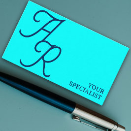 モノグラム書道イニシャルシアンブルーモダン 名刺