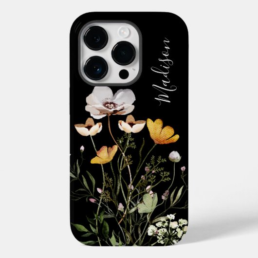 モノグラム書道乾燥ワイルドフラワーブーケ Case-Mate iPhoneケース (裏面)