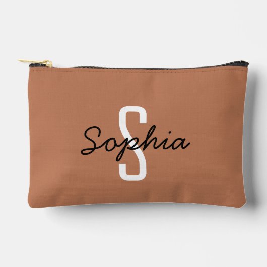 モノグラム書道名前をカスタムするカラメル アクセサリーポーチ (正面)