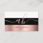 モノグラム書道白黒バラストライプ金ゴールド 名刺 (正面)