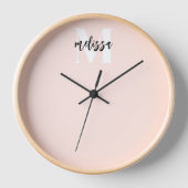 モノグラム書道赤面ピンク 壁時計 (正面)