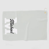 モノグラム書道Sage Green ゴルフタオル (横)