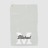 モノグラム書道Sage Green ゴルフタオル (正面)