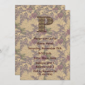 モノグラム最初のPのエレガントな花の招待 招待状 (正面/裏面)