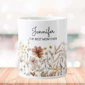 モノグラム最高のママウォーター色ワイルドフラワーフローラ ジャンボコーヒーマグカップ