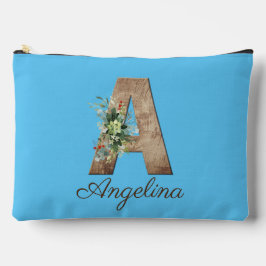 モノグラム木文字の赤い花青 アクセサリーポーチ