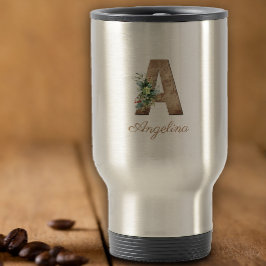 モノグラム木文字の赤い花 トラベルマグ