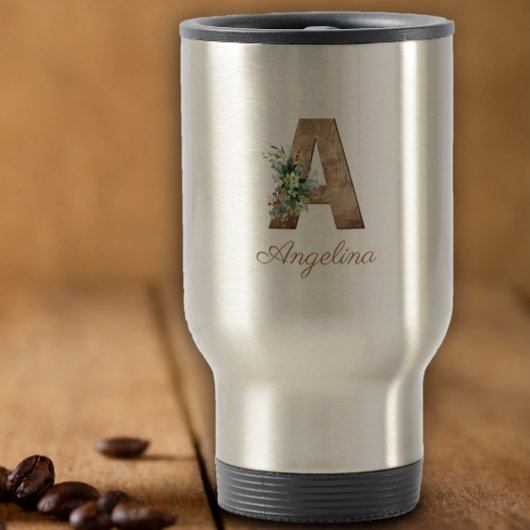 モノグラム木文字の赤い花 トラベルマグ