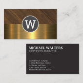 モノグラム木材金ゴールド金属 名刺 (正面/裏面)