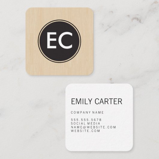 モノグラム木材 スクエア名刺 (正面/裏面)