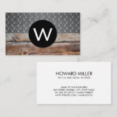 モノグラム木材 | 金属ダイヤモンドメッキ 名刺 (正面/裏面)