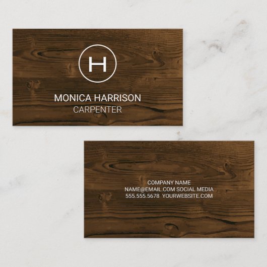 モノグラム木目 | 大工 名刺 (正面/裏面)