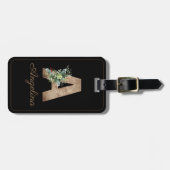 モノグラム木製の手紙の赤い花荷札 ラゲッジタグ (正面横)