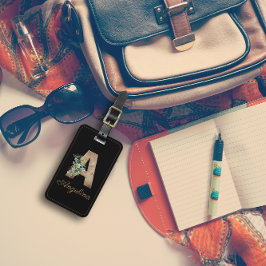 モノグラム木製の手紙の赤い花荷札 ラゲッジタグ