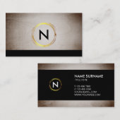 モノグラム木製デザイナー黒の名刺 名刺 (正面/裏面)