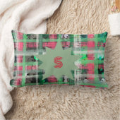 モノグラム格子赤緑灰色フェスティバル星 クッション (ブランケット)