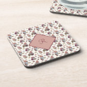 モノグラム格言ベーキング，カップケーキ，ドーナツ，かわいい コースター (左側)