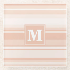 モノグラム桃ストライプ粒 ガラスコースター