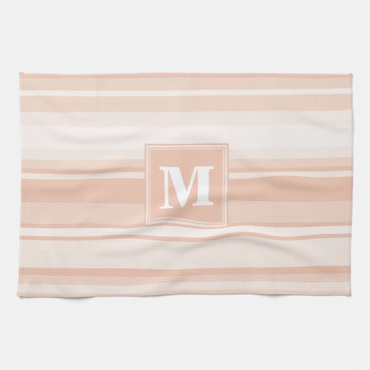 モノグラム桃ストライプ粒 キッチンタオル (横)