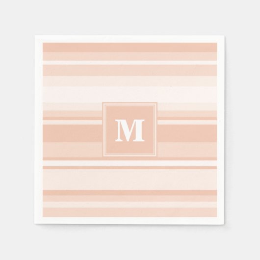 モノグラム桃ストライプ粒 スタンダードカクテルナプキン (正面)