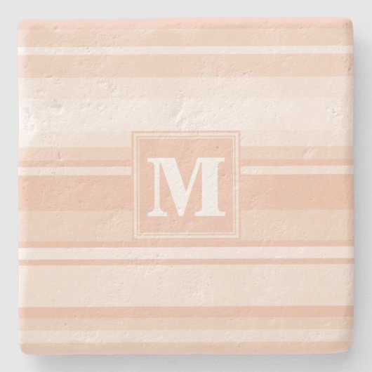 モノグラム桃ストライプ粒 ストーンコースター (正面)