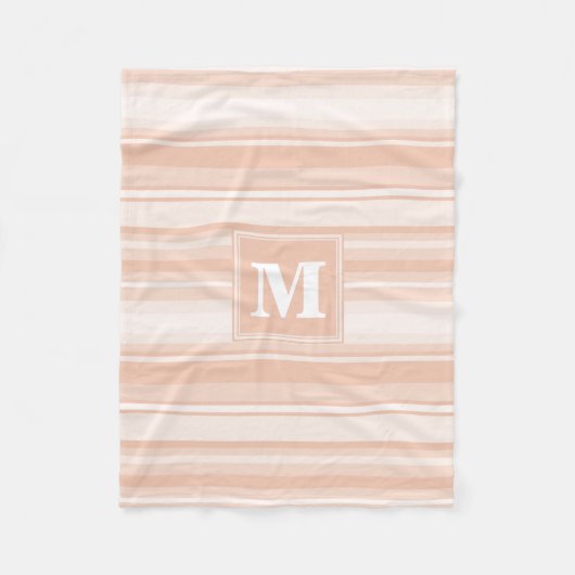 モノグラム桃ストライプ粒 フリースブランケット (正面)