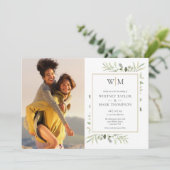 モノグラム植物学結婚園写真 招待状 (スタンド正面)