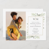 モノグラム植物学結婚園写真 招待状 (正面/裏面)