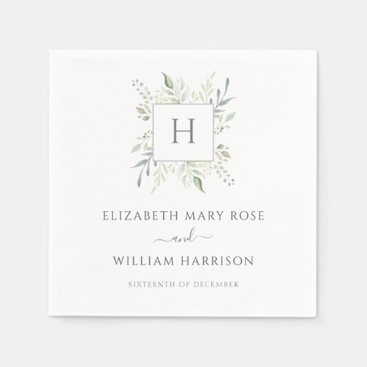 モノグラム植物学結婚院 スタンダードカクテルナプキン (正面)