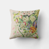モノグラム植物性ヴィンテージ花ピンクと緑 クッション (裏面)