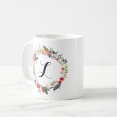 モノグラム植物花リース コーヒーマグカップ (正面左)